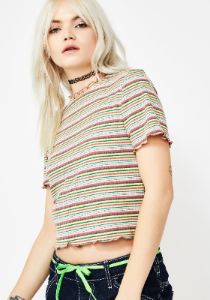 Blushin' Girl Talk Striped Tee sold by Dolls Kill