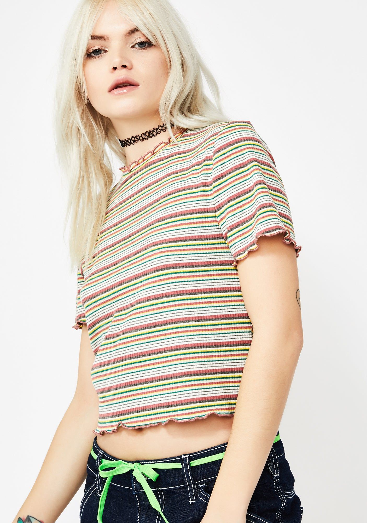 Blushin' Girl Talk Striped Tee sold by Dolls Kill product image thumbnail 2