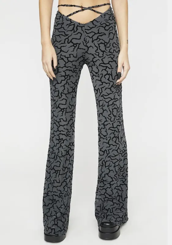 Tattoo Flock Nancha Flare Trousers sold by Dolls Kill