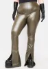 Plus Olive I'm Pumped Up Vegan Leather Pants sold by Dolls Kill