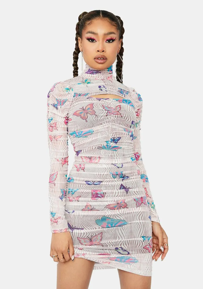 Trippin' Butterflies Mesh Midi Dress sold by Dolls Kill
