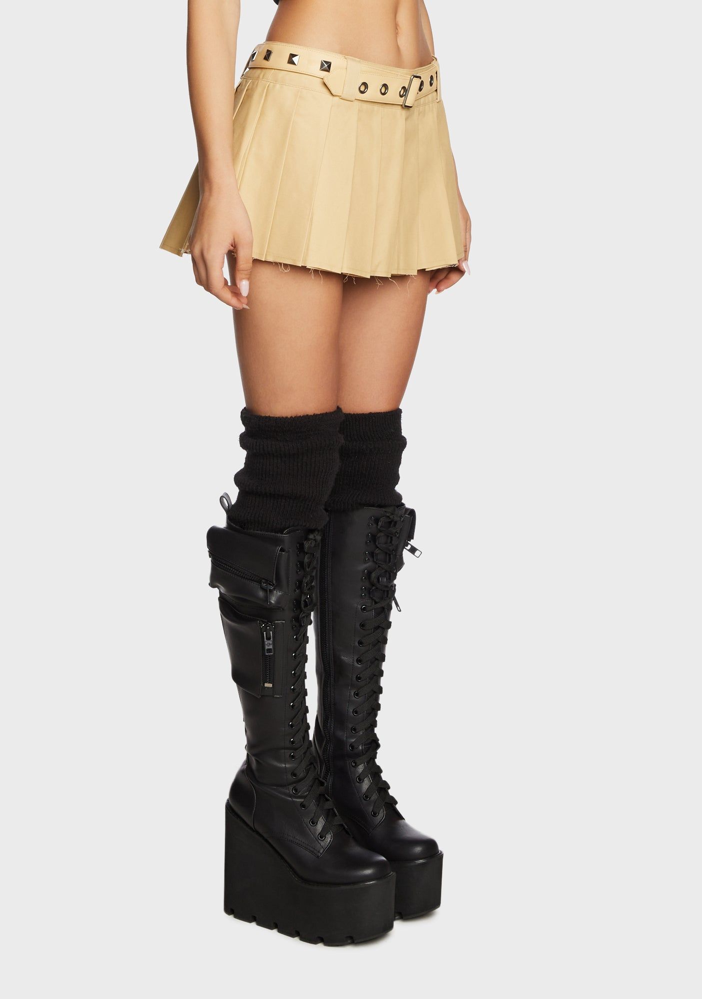 The Potential Micro Mini Skirt - Beige sold by Dolls Kill product image thumbnail 3