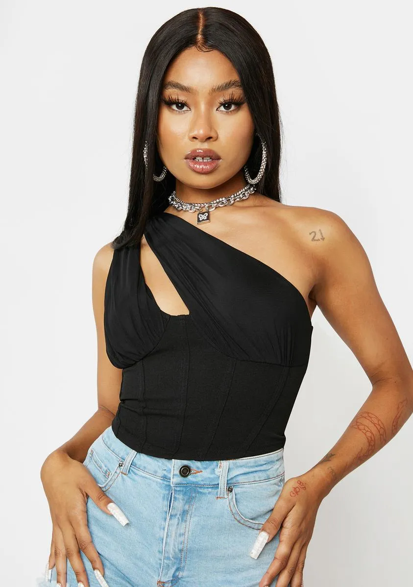 News To Me One Shoulder Crop Top sold by Dolls Kill