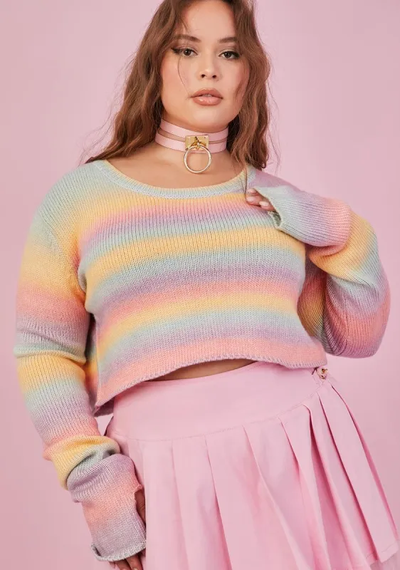 Plus Rainbow Sadie Hawkins Striped Sweater sold by Dolls Kill