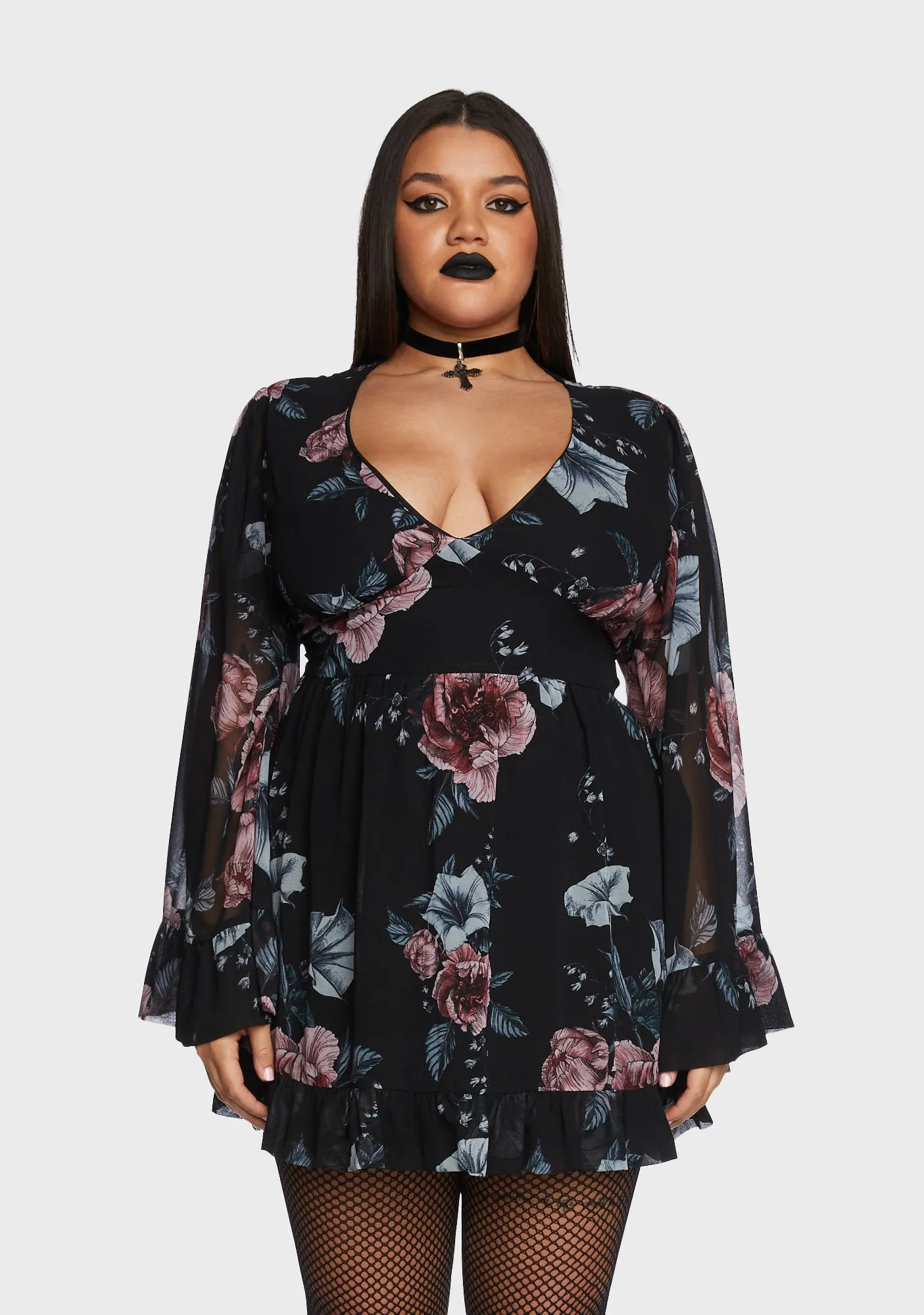 Plus Dreams Unwind Bell Sleeve Dress sold by Dolls Kill