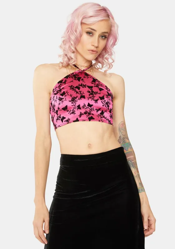 Butterfly Maudy Crop Top sold by Dolls Kill