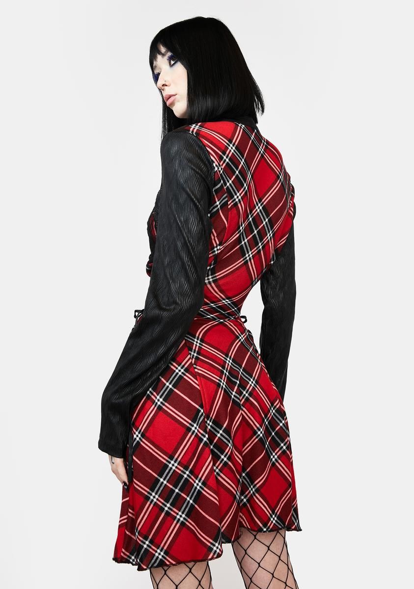 Plaid Cut Out Mini Dress sold by Dolls Kill product image thumbnail 4