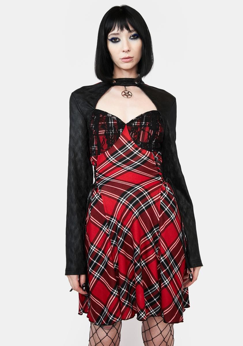 Plaid Cut Out Mini Dress sold by Dolls Kill