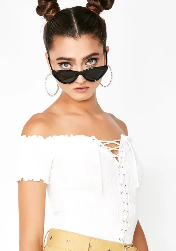 Pure Crossed Lines Lace-Up Top sold by Dolls Kill