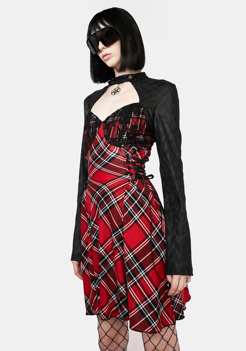 Plaid Cut Out Mini Dress sold by Dolls Kill product image thumbnail 2
