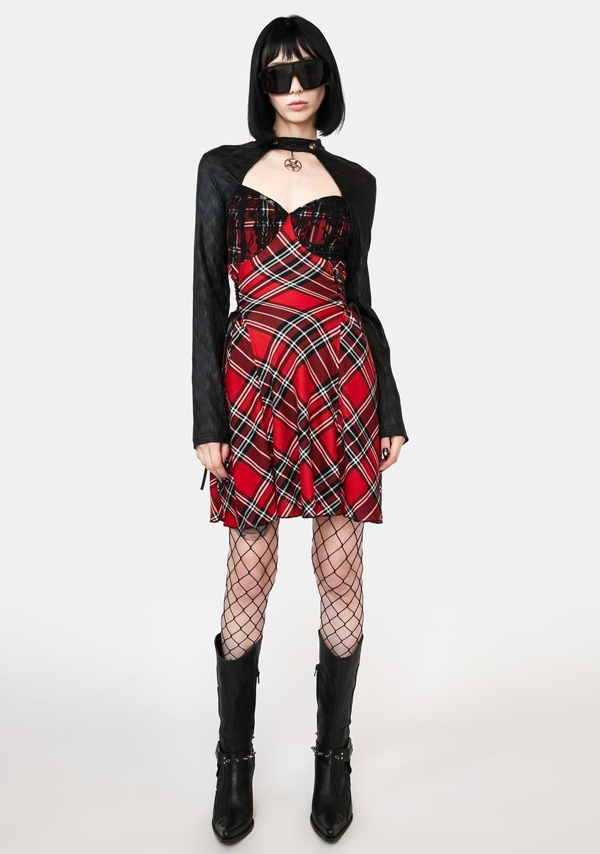 Plaid Cut Out Mini Dress sold by Dolls Kill product image thumbnail 3