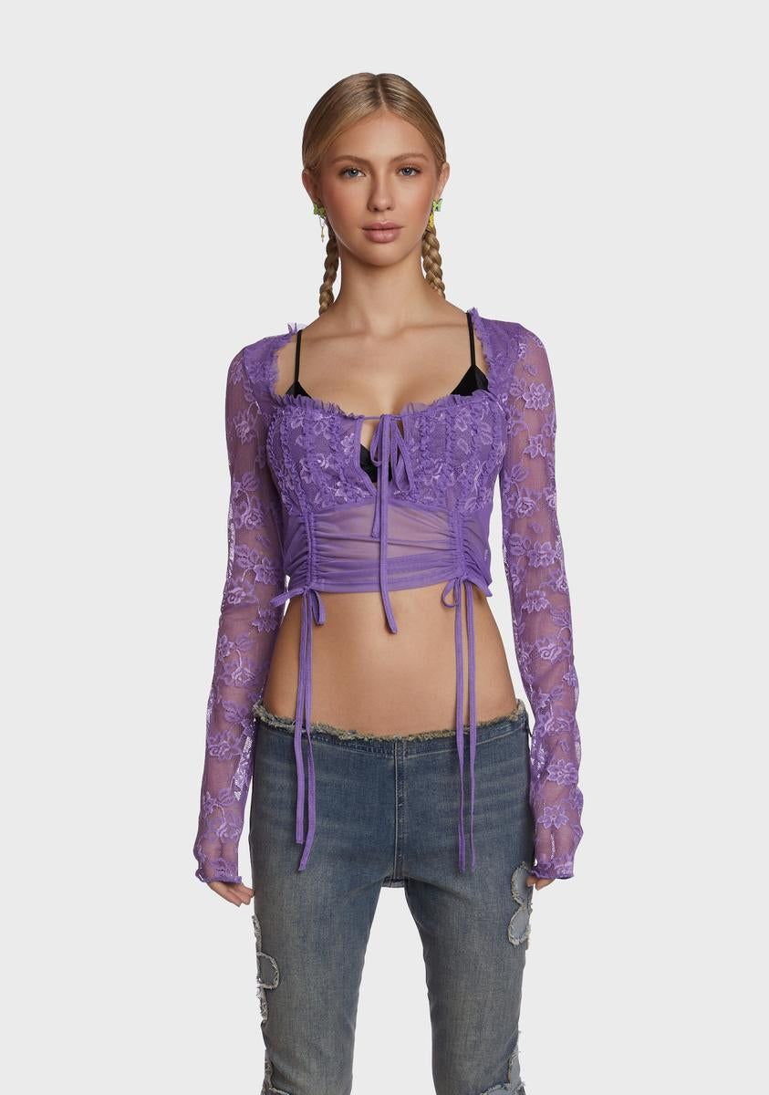 Relight My Love Crop Top - Purple sold by Dolls Kill