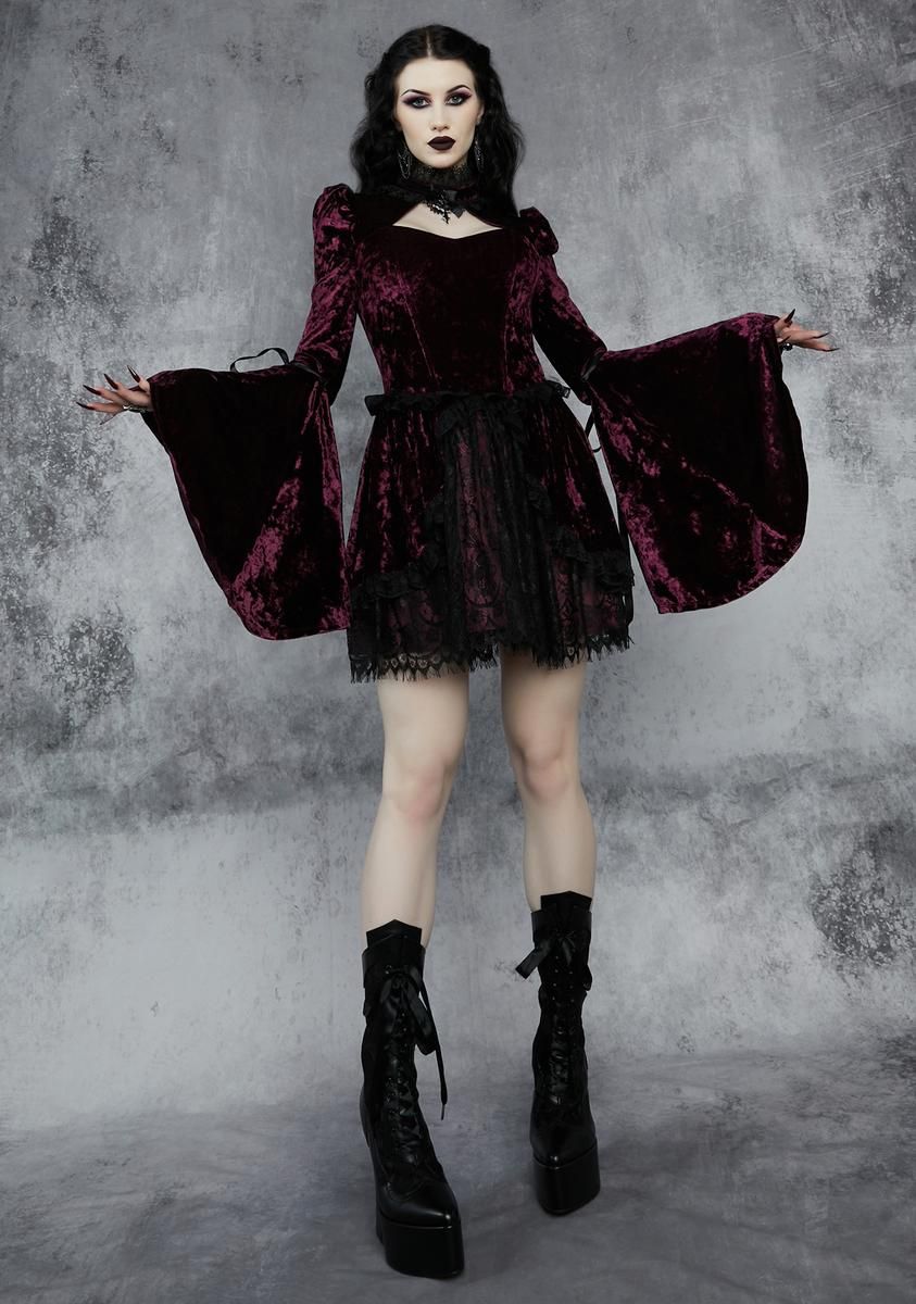 Wine Tempting Enchantress Velvet Dress sold by Dolls Kill product image thumbnail 3