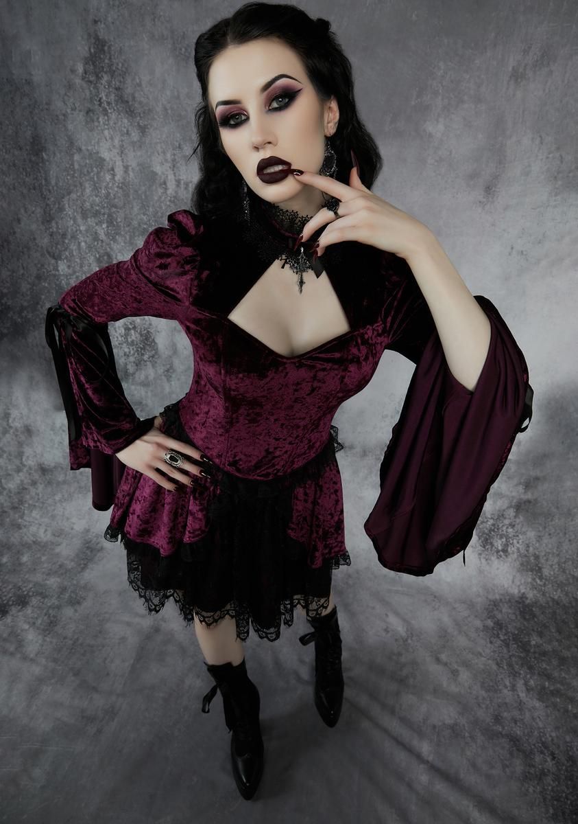 Wine Tempting Enchantress Velvet Dress sold by Dolls Kill product image thumbnail 2