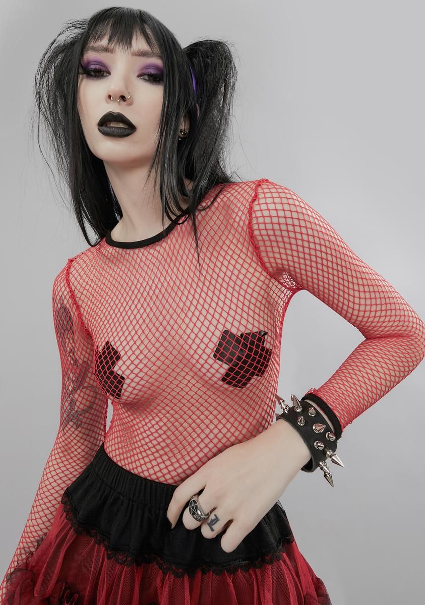Hellfire Presence Of Evil Fishnet Top sold by Dolls Kill