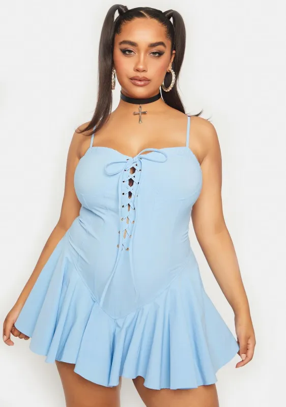 Plus Sky Truthful Thoughts Flared Dress sold by Dolls Kill