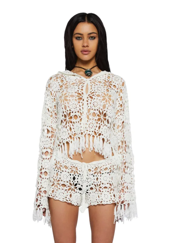 Palms Retreat Cropped Crochet Cardigan-Off White sold by Dolls Kill
