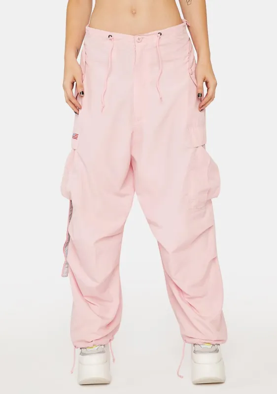 Light Pink Silky Wind Pants sold by Dolls Kill