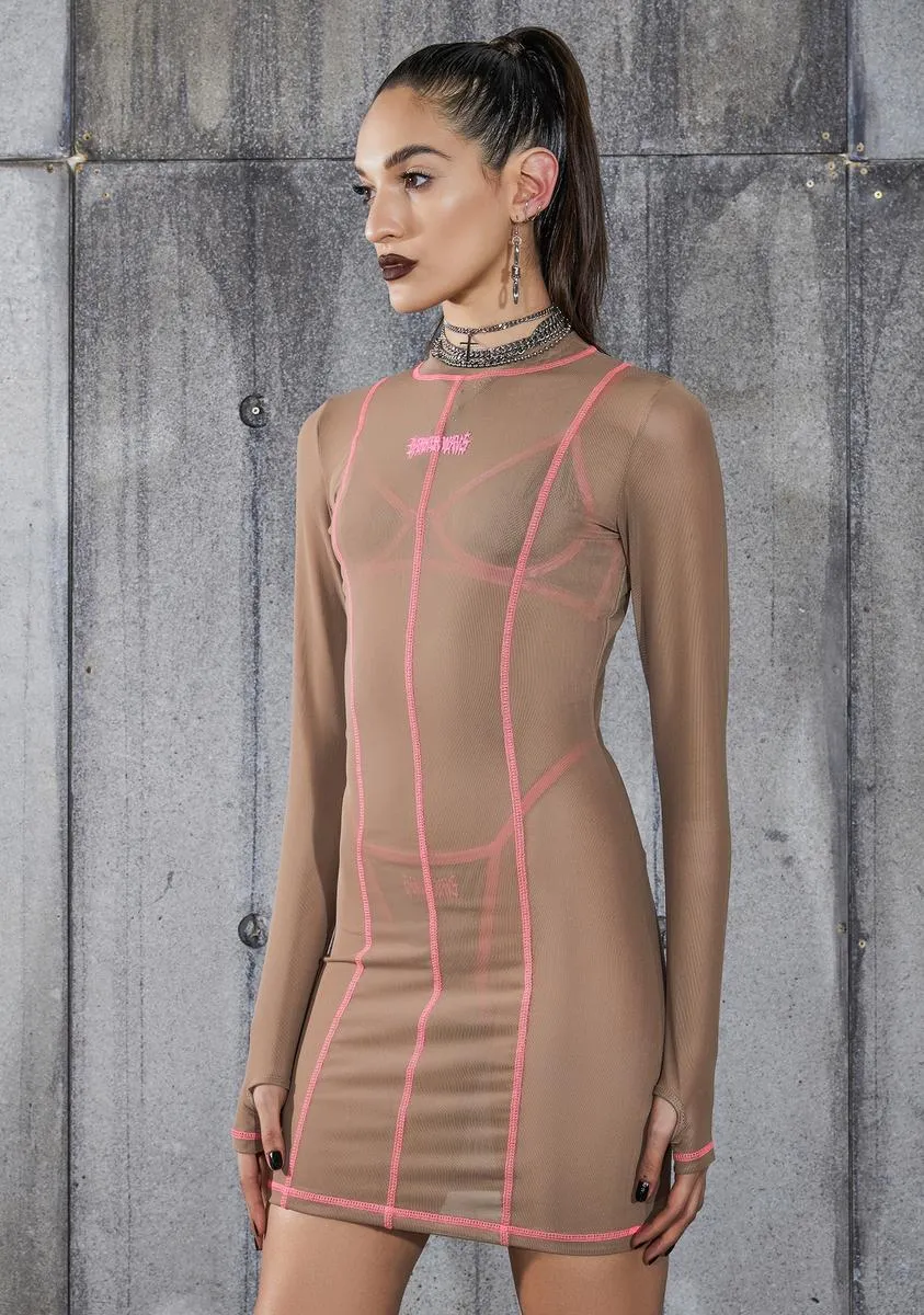 Snare Nude Mesh Bodycon Dress sold by Dolls Kill product image thumbnail 2