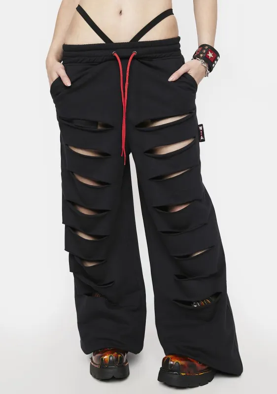 Black Wide Leg Sweatpants sold by Dolls Kill