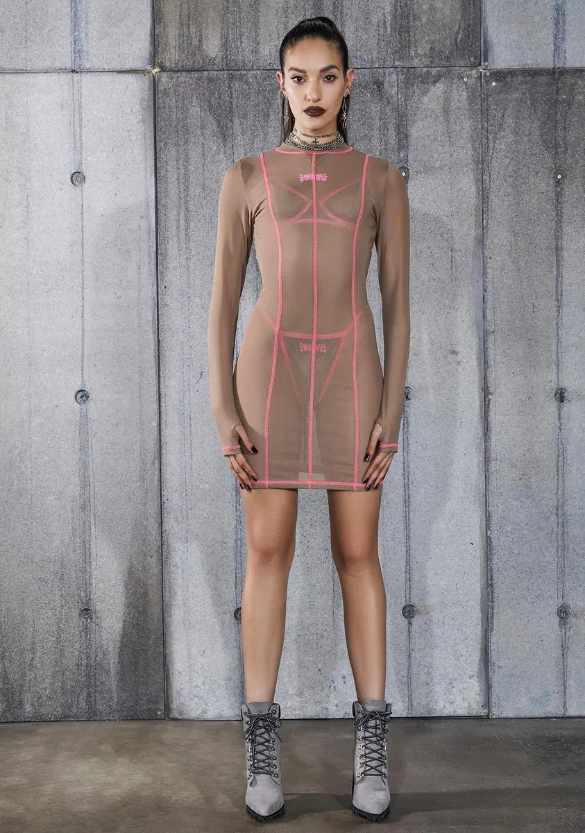 Snare Nude Mesh Bodycon Dress sold by Dolls Kill product image thumbnail 3