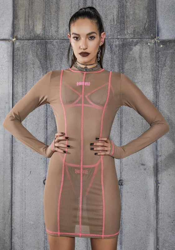 Snare Nude Mesh Bodycon Dress sold by Dolls Kill