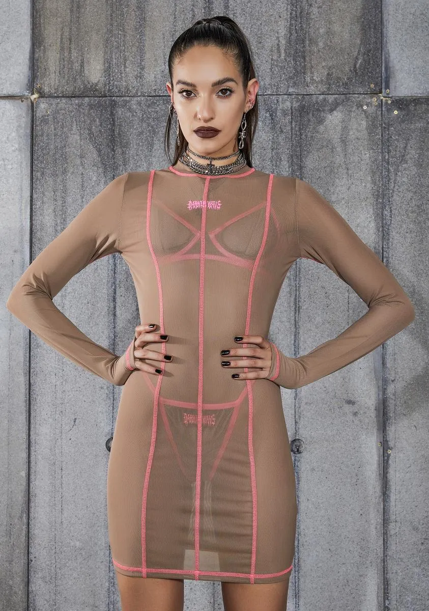 Snare Nude Mesh Bodycon Dress sold by Dolls Kill