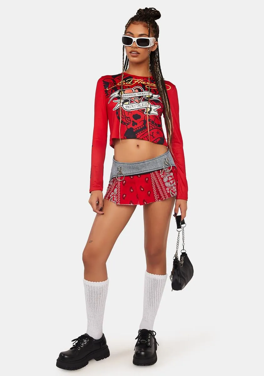Heart Banners Long Sleeve Crop Tee sold by Dolls Kill product image thumbnail 3