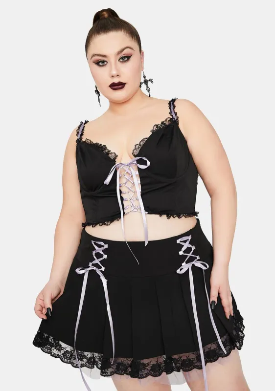 Plus Of Minxes And Men Lace Up Twill Skirt sold by Dolls Kill