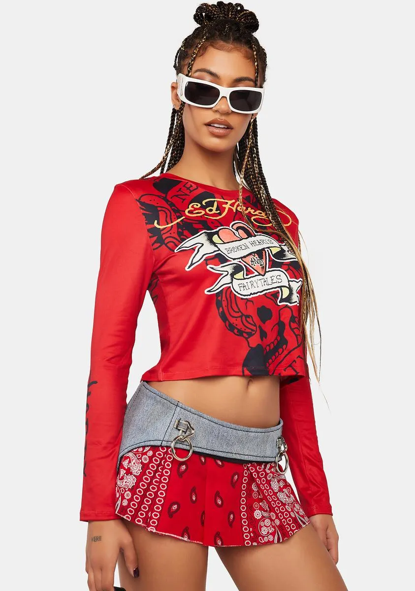 Heart Banners Long Sleeve Crop Tee sold by Dolls Kill product image thumbnail 2