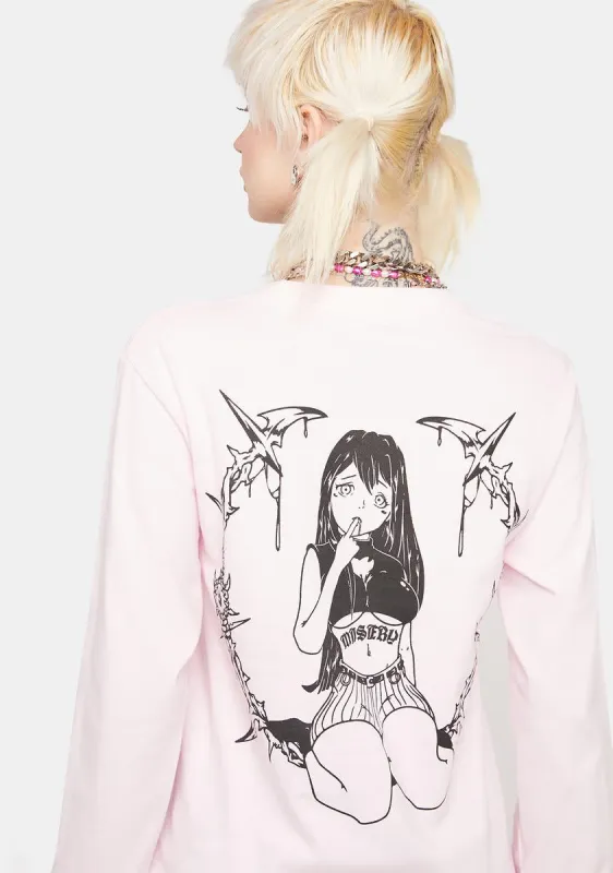 On Your Knees Long Sleeve Graphic Tee made by Dolls Kill
