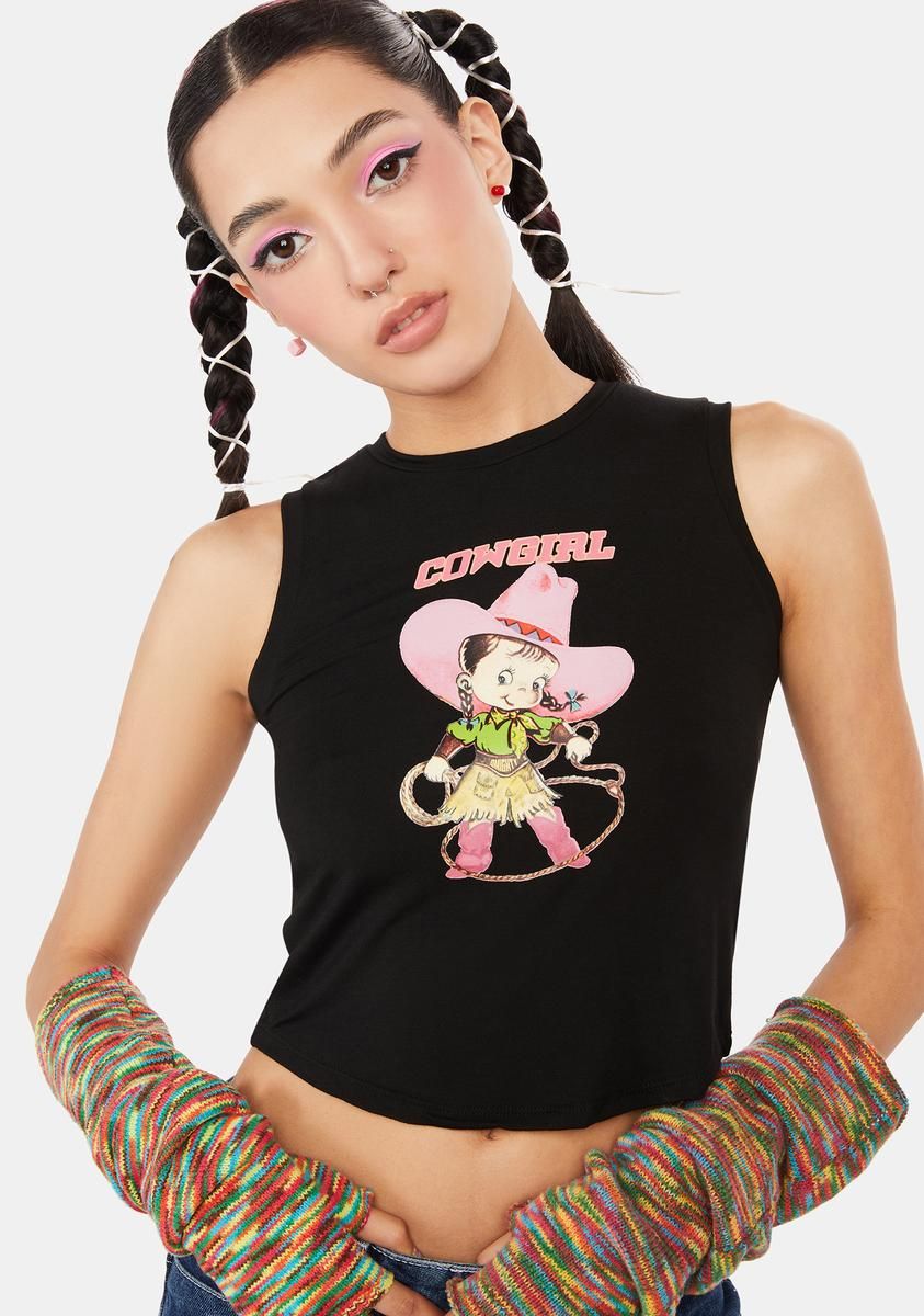 Black Cowgirl Baby Tank sold by Dolls Kill
