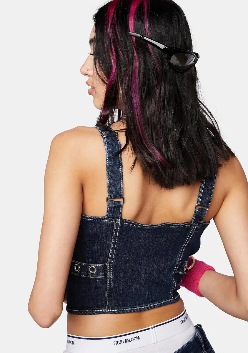 Denim Ever Ready Corset Top sold by Dolls Kill product image thumbnail 4