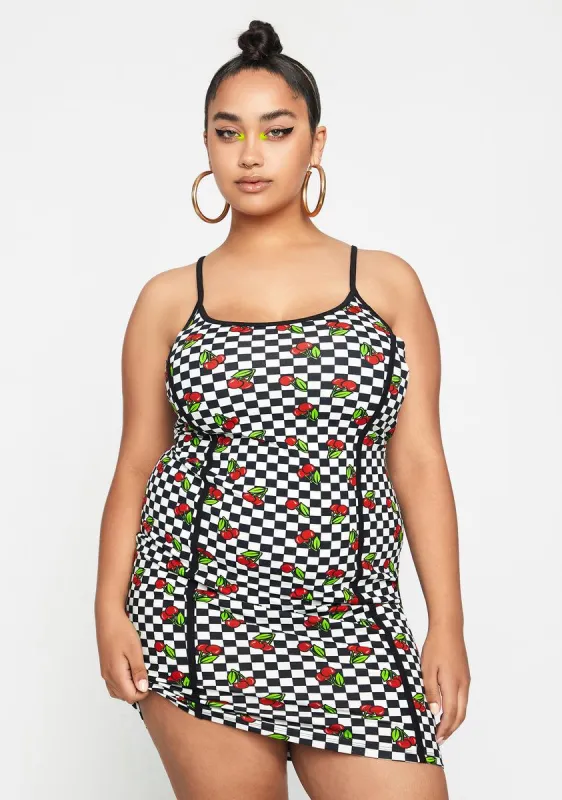 Plus Cherry Checkerboard Dress sold by Dolls Kill