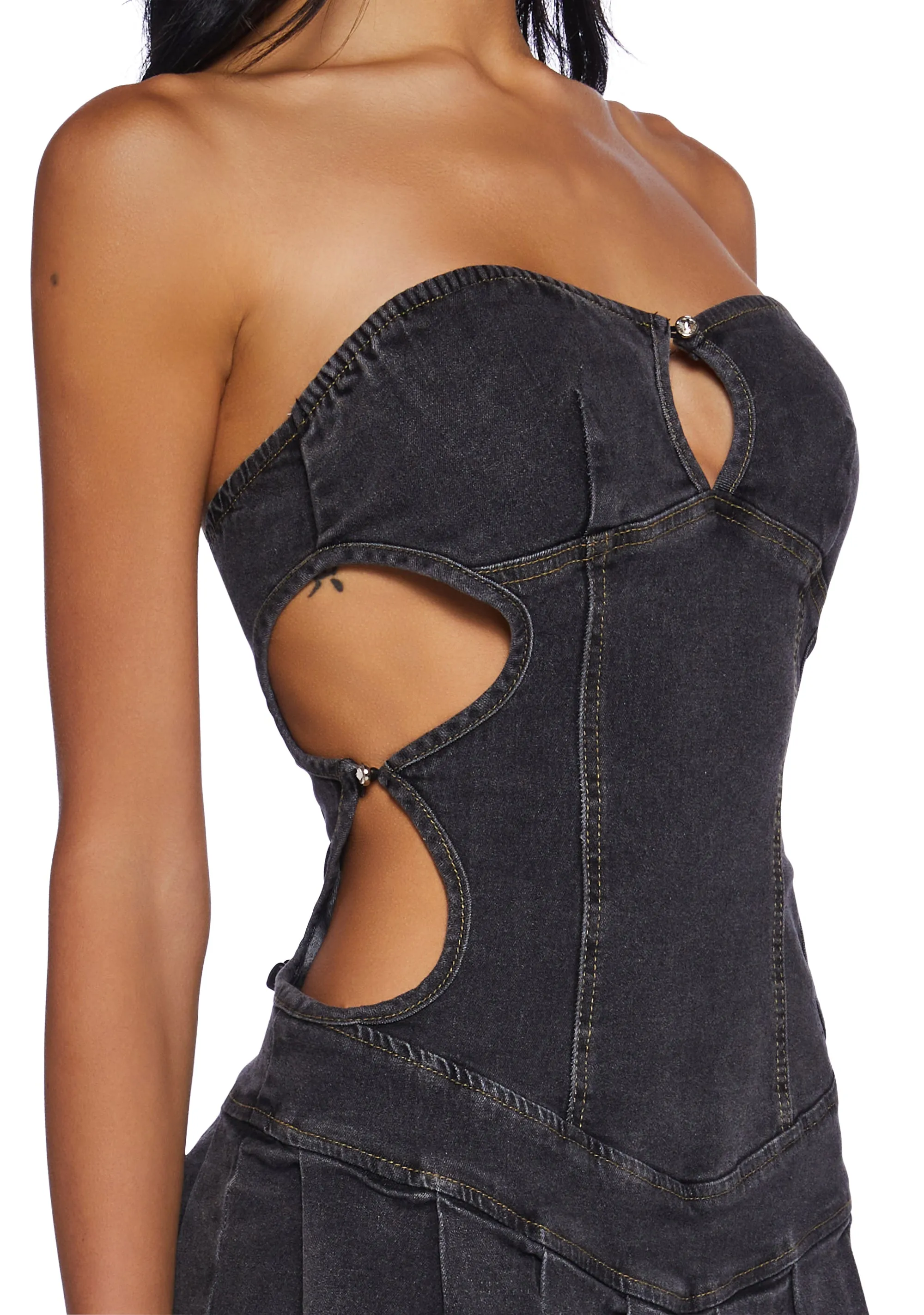 Not Stressed Denim Mini Dress - Black sold by Dolls Kill product image thumbnail 5