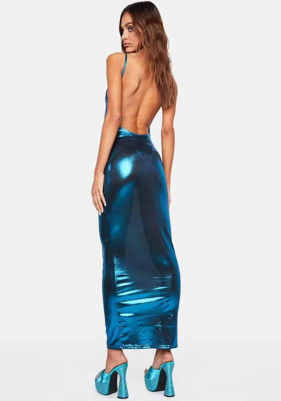 Retro Glam Metallic Maxi Dress sold by Dolls Kill