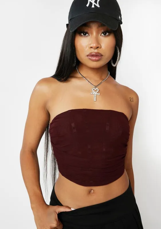 Chocolate Glam Getter Mesh Corset Top sold by Dolls Kill