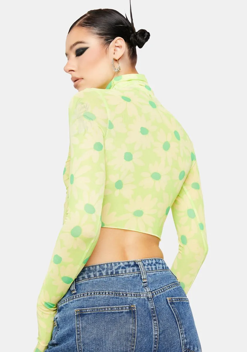 Lime Daisy Micaela Mesh Turtleneck Top sold by Dolls Kill product image thumbnail 4