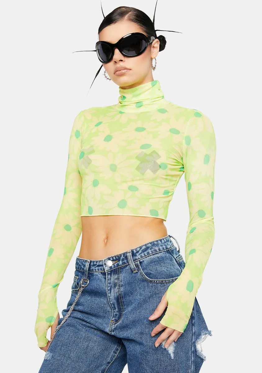 Lime Daisy Micaela Mesh Turtleneck Top sold by Dolls Kill product image thumbnail 2