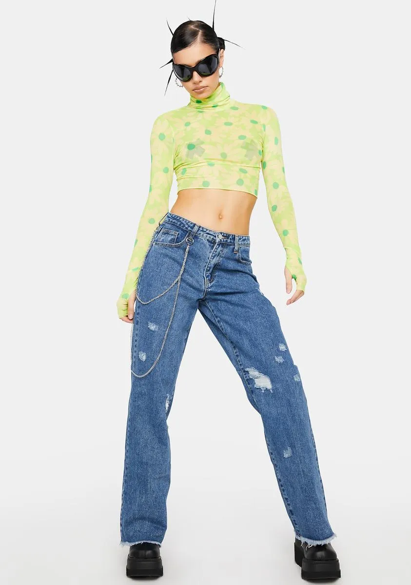Lime Daisy Micaela Mesh Turtleneck Top sold by Dolls Kill product image thumbnail 3