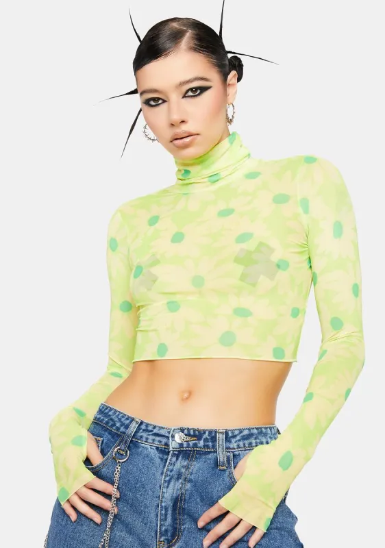 Lime Daisy Micaela Mesh Turtleneck Top made by AFRM