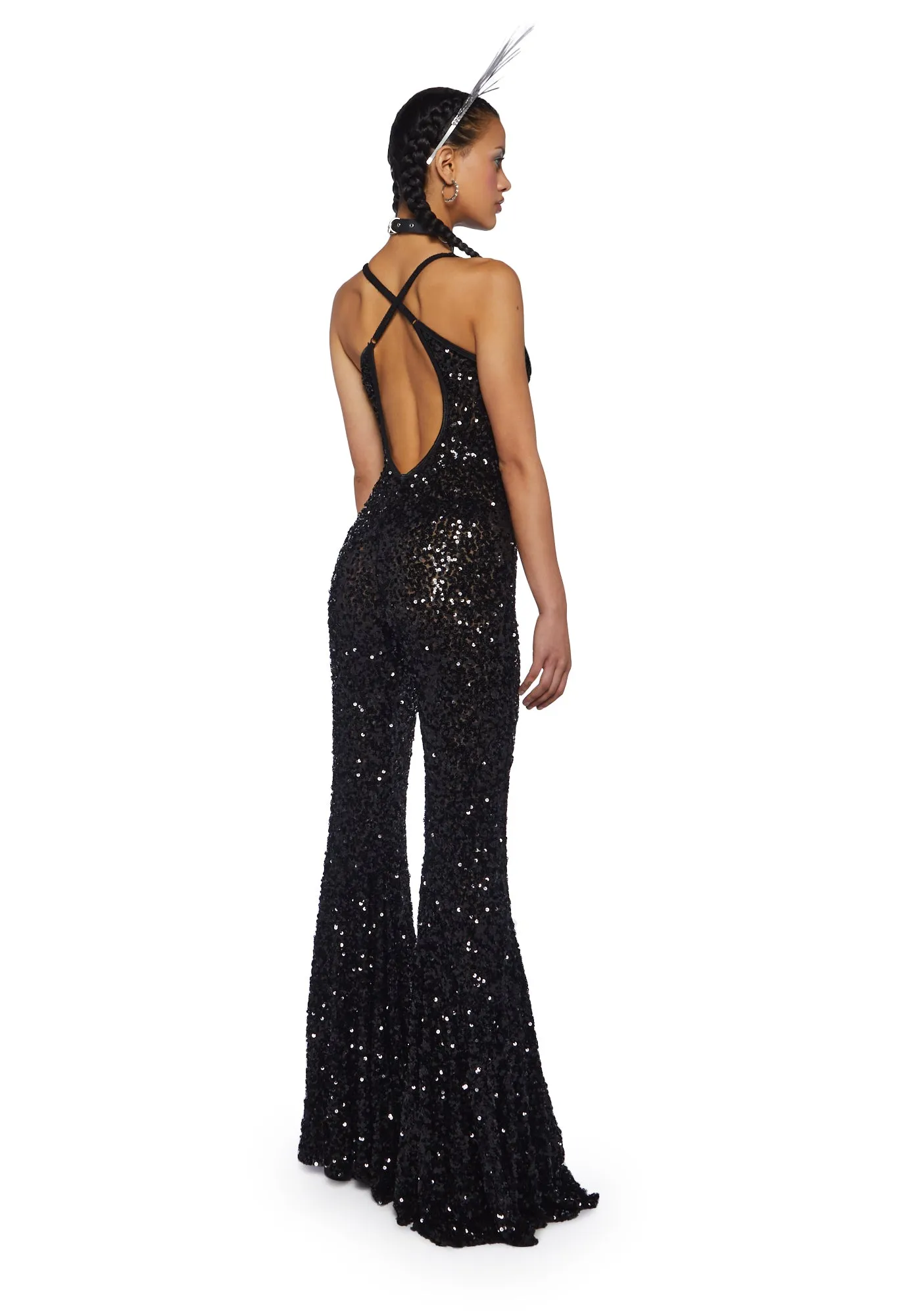 Sparkle Nights Sequin Jumpsuit- Black sold by Dolls Kill product image thumbnail 4