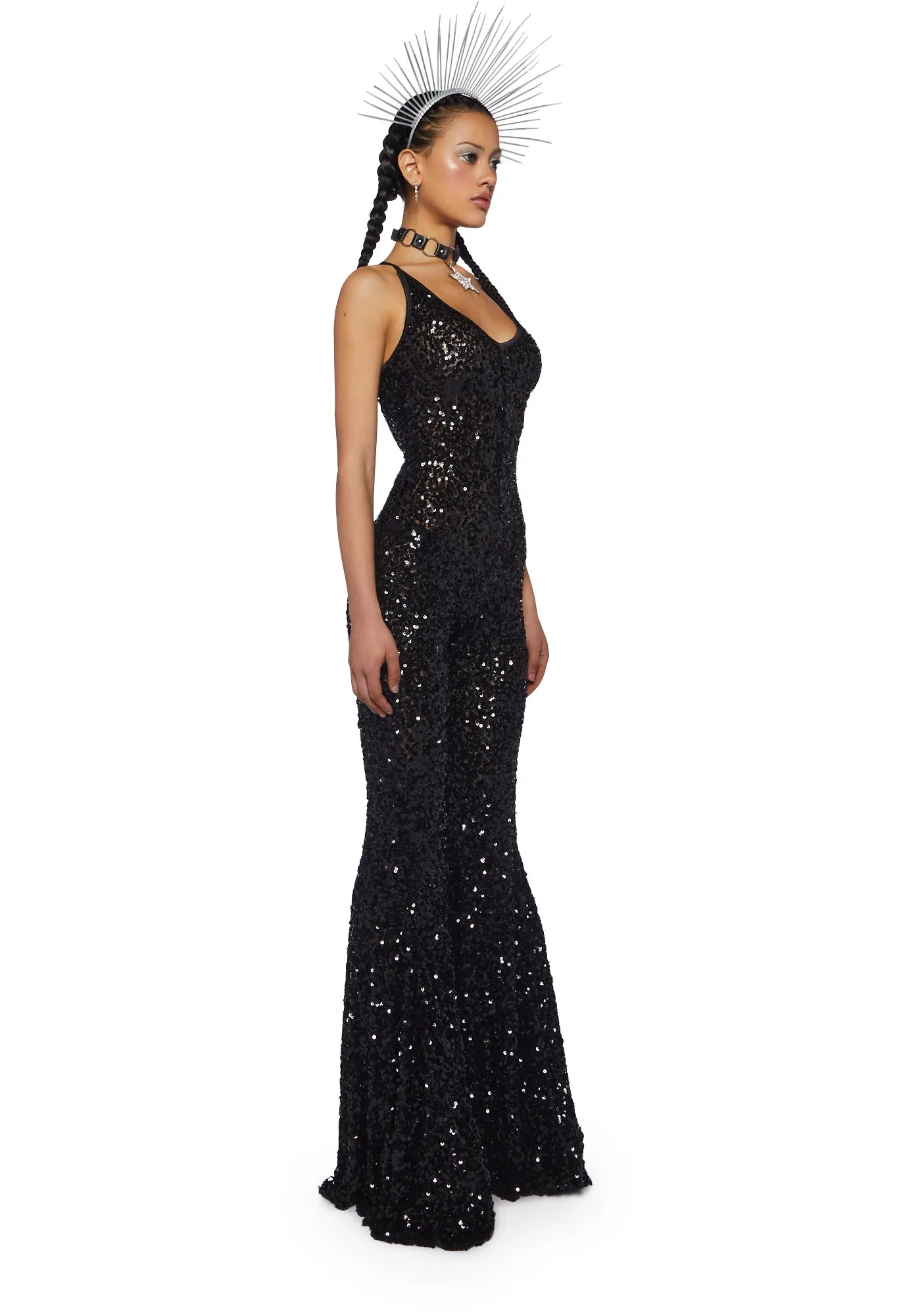 Sparkle Nights Sequin Jumpsuit- Black sold by Dolls Kill product image thumbnail 2