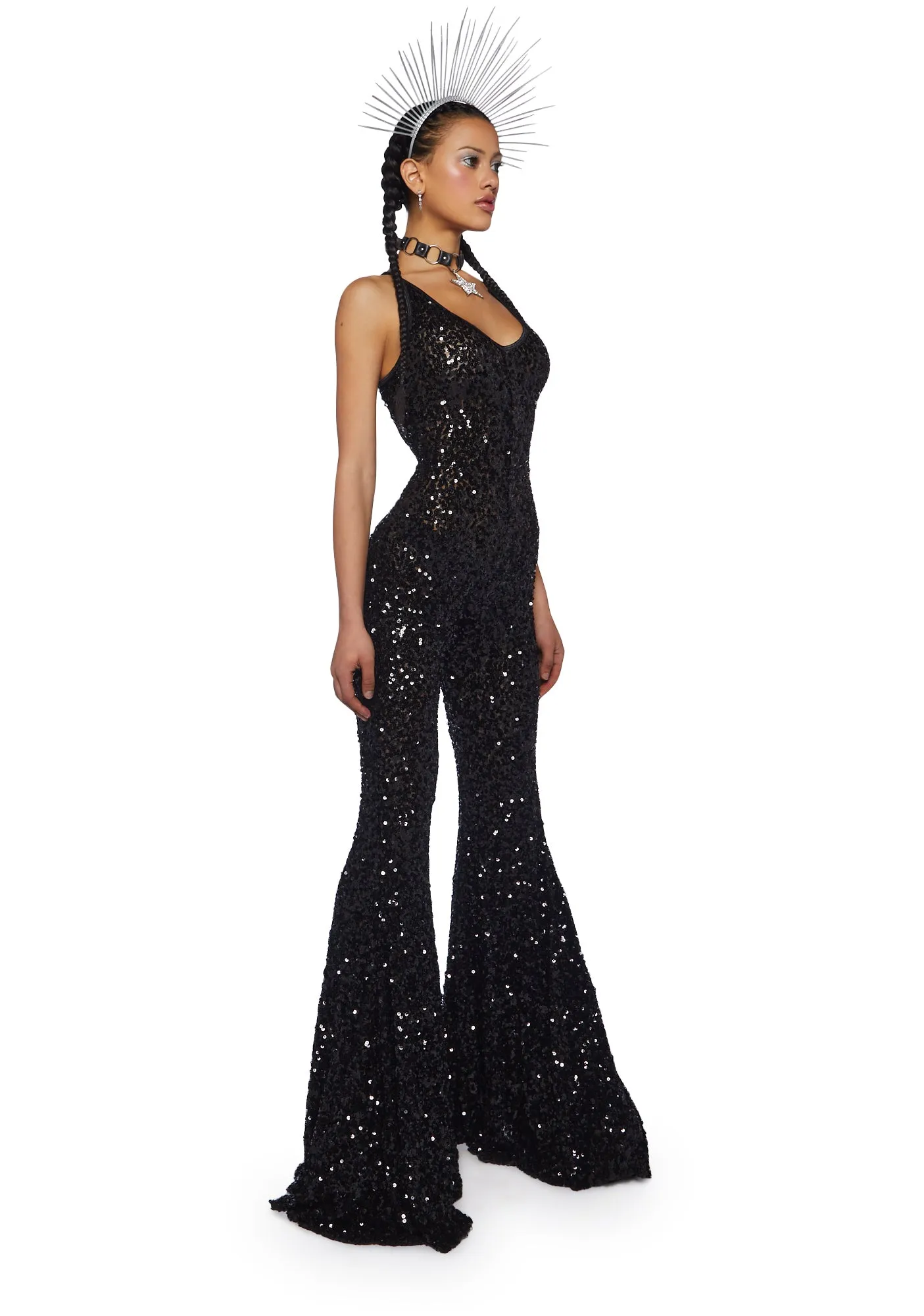 Sparkle Nights Sequin Jumpsuit- Black sold by Dolls Kill product image thumbnail 3