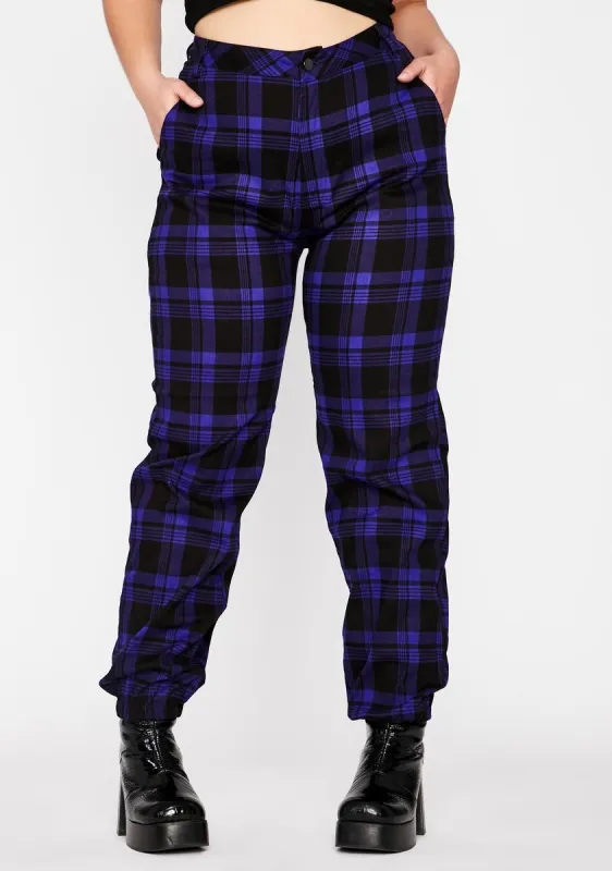 Plum Bad Misconduct Plaid Joggers sold by Dolls Kill
