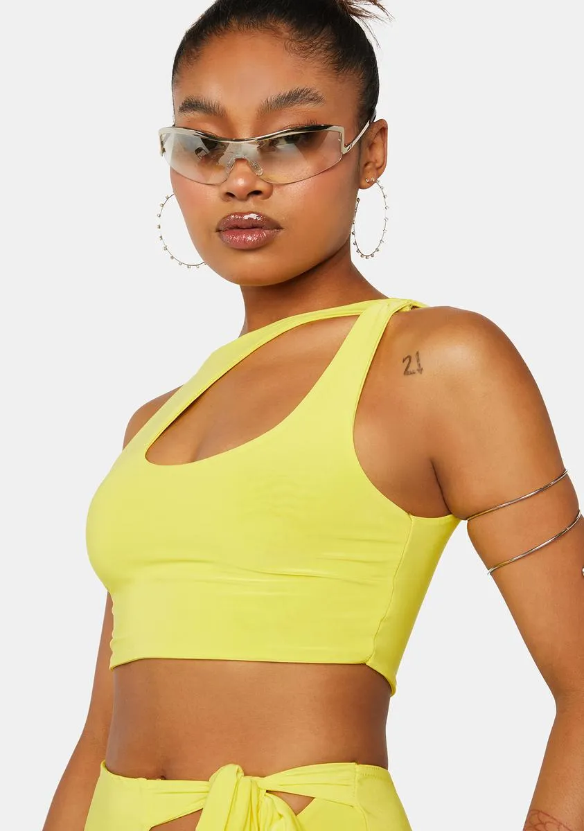 Sulphur Yellow Cut-Out Crop Top sold by Dolls Kill product image thumbnail 3