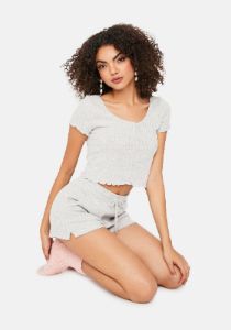Heather Comfy Chic Ribbed Tee And Shorts Set sold by Dolls Kill