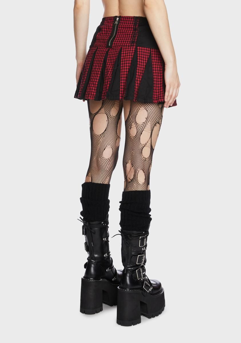 Black And Red Bo Peep Pleated Garter Skirt sold by Dolls Kill product image thumbnail 4