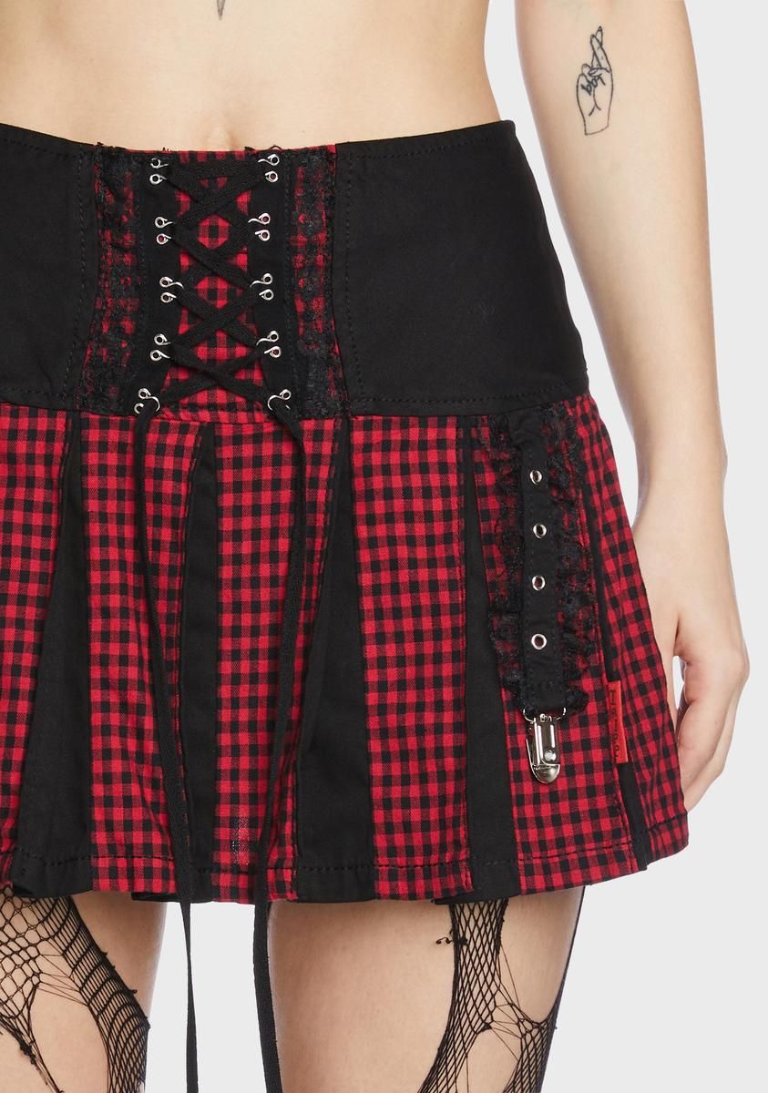 Black And Red Bo Peep Pleated Garter Skirt sold by Dolls Kill product image thumbnail 2