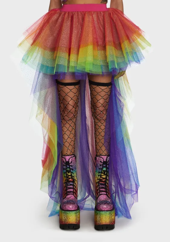 Nymph Princess Tulle Skirt - Rainbow Glitter sold by Dolls Kill